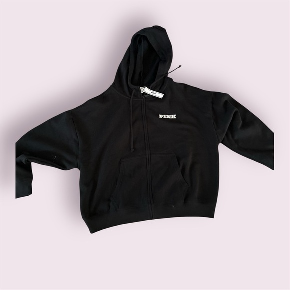 PINK Victoria's Secret Black Zip-Up Hoodie - Picture 1 of 4